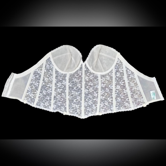 Vintage Carnival Union-Made White Lace Bustier Corset Top Women’s 38C Lingerie - Picture 9 of 13